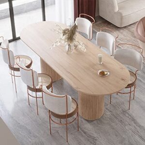 baycheer round wood color dining table pine solid wood table modern with double pedestal - 70.9" l x 31.5" w x 29.5" h (table only)