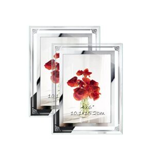 horlimer 4x6 picture frame set of 2, glass photo frame 4 by 6 for tabletop, horizontally or vertically