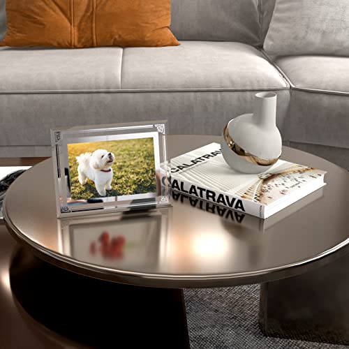 HORLIMER 4x6 Picture Frame Set of 2, Glass Photo Frame 4 by 6 for Tabletop, Horizontally or Vertically