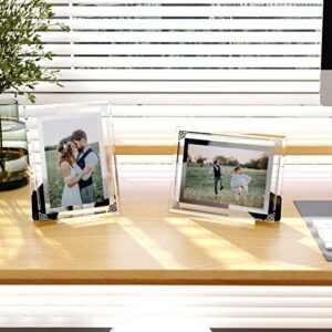 HORLIMER 4x6 Picture Frame Set of 2, Glass Photo Frame 4 by 6 for Tabletop, Horizontally or Vertically