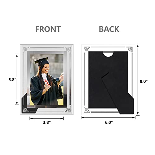 HORLIMER 4x6 Picture Frame Set of 2, Glass Photo Frame 4 by 6 for Tabletop, Horizontally or Vertically