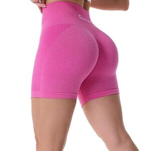 Sunzel Butt Scrunch Seamless Shorts Womens 5 Inch Workout Shorts High Waist Stretch Booty Short for Gym Yoga Running Biking Pink