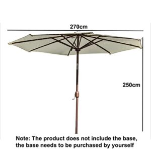 ZJDU 9 Ft Solar LED Patio Umbrella, Garden Sun Shade Umbrella, 40 LED Lights, with Tilt and Crank Mechanism, for Outdoor Garden Balcony Patio Backyard Market, Without Base,Brown