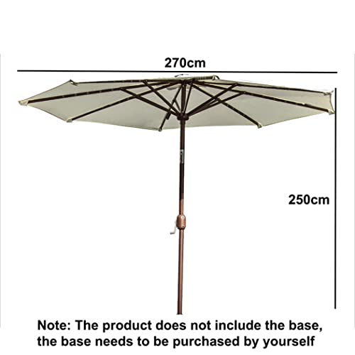 ZJDU 9 Ft Solar LED Patio Umbrella, Garden Sun Shade Umbrella, 40 LED Lights, with Tilt and Crank Mechanism, for Outdoor Garden Balcony Patio Backyard Market, Without Base,Brown