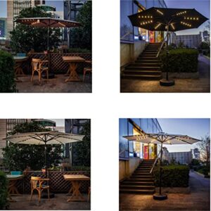 ZJDU 9 Ft Solar LED Patio Umbrella, Garden Sun Shade Umbrella, 40 LED Lights, with Tilt and Crank Mechanism, for Outdoor Garden Balcony Patio Backyard Market, Without Base,Brown