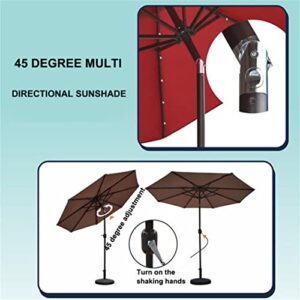 ZJDU 9 Ft Solar LED Patio Umbrella, Garden Sun Shade Umbrella, 40 LED Lights, with Tilt and Crank Mechanism, for Outdoor Garden Balcony Patio Backyard Market, Without Base,Brown