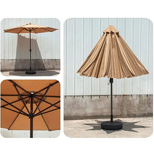 ZJDU 9 Ft Solar LED Patio Umbrella,Garden Patio Parasol,LED Lighted Outdoor Table Market Umbrella, with Push Button Tilt,for Garden, Lawn, Deck, Backyard & Pool,Gray Brown