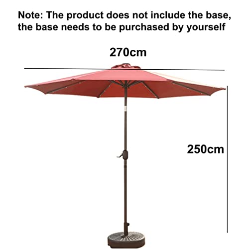 ZJDU 9 Ft Solar LED Lighting Patio Umbrella,Market Garden Sun Shade Umbrella, with 32 Lights/Crank and 8 Ribs,for Garden, Lawn, Deck, Backyard & Pool,Coffee