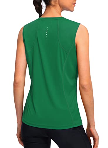 YYV Women's Workout Tank Tops Lightweight Sleeveless Shirts for Women Loose Fit Tops for Athletic Running Tennis Yoga (Green Small)