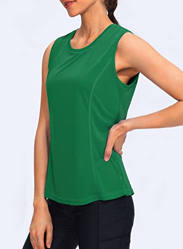 YYV Women's Workout Tank Tops Lightweight Sleeveless Shirts for Women Loose Fit Tops for Athletic Running Tennis Yoga (Green Small)