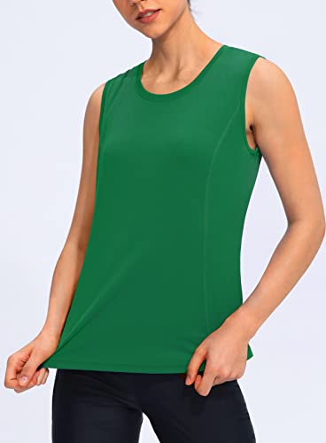 YYV Women's Workout Tank Tops Lightweight Sleeveless Shirts for Women Loose Fit Tops for Athletic Running Tennis Yoga (Green Small)