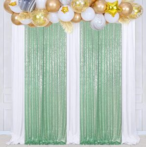 green sequin backdrop curtain, 2 panels mint green sequin backdrop, 2ftx8ft sequin curtains for party wedding sequence backdrop