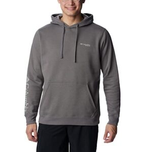columbia men's pfg sleeve ii graphic hoodie, city grey/cool grey logo, x-large