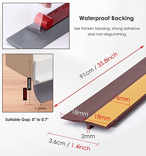 Home Office Under Door Draft Stopper, Strong Adhesive Door Sweep, PVC Door Bottom Seal Strip Noise Blocker, Easy to Cut, Gray