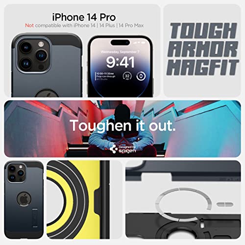 Spigen Tough Armor (MagFit) Compatible with MagSafe Designed for iPhone 14 Pro Case (2022) - Metal Slate