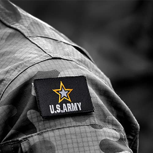 Harsgs 2PCS US Army Patches, Hook & Loop American Amry Tactical Patch Full Embroidery Military Badge Patch for Caps Bags Vests Military Uniforms