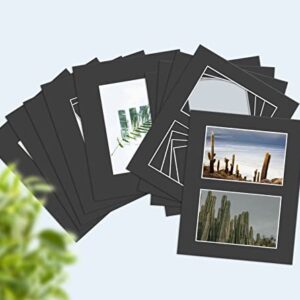 Golden State Art, Pack of 10 Black Picture Mats, 5 Pcs 8x10 Mats for 5x7 Photos and 5 Pcs 8x10 Mat for 2 4x6 Photos - Bevel Cut, White Core - Great for Pictures, Photos, Frames, Artworks, Prints