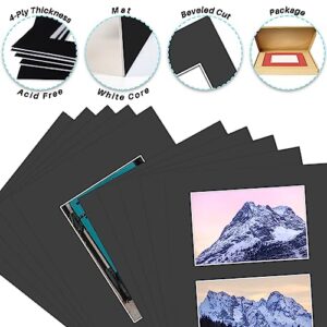 Golden State Art, Pack of 10 Black Picture Mats, 5 Pcs 8x10 Mats for 5x7 Photos and 5 Pcs 8x10 Mat for 2 4x6 Photos - Bevel Cut, White Core - Great for Pictures, Photos, Frames, Artworks, Prints