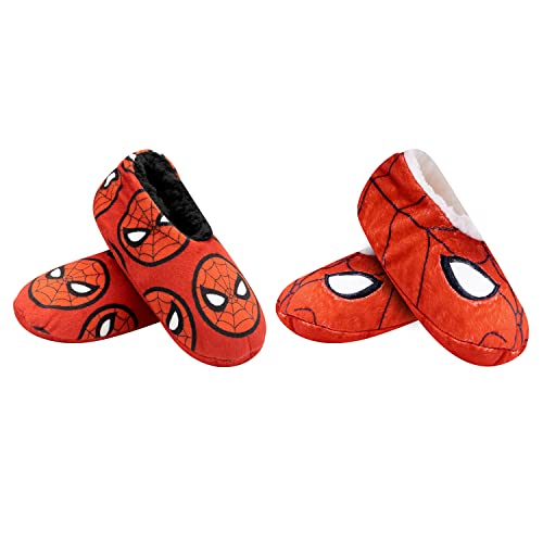 Marvel Spiderman Toddler Slippers, 2 Pack Toddler Socks, Fuzzy Babba House Slipper Socks for Boys, Spiderman Toddler Socks for Boys