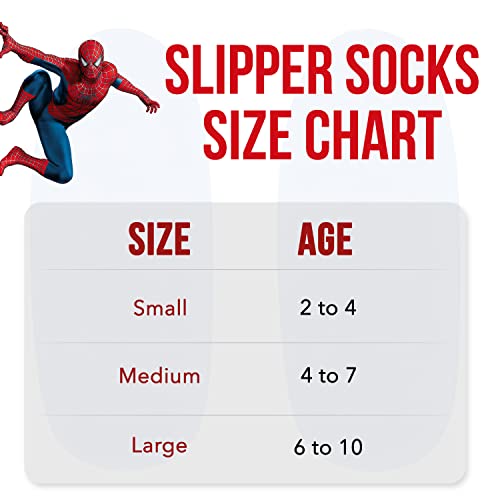 Marvel Spiderman Toddler Slippers, 2 Pack Toddler Socks, Fuzzy Babba House Slipper Socks for Boys, Spiderman Toddler Socks for Boys