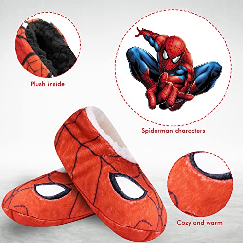 Marvel Spiderman Toddler Slippers, 2 Pack Toddler Socks, Fuzzy Babba House Slipper Socks for Boys, Spiderman Toddler Socks for Boys