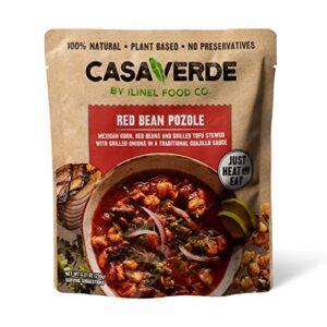 casa verde | red bean pozole, 100% natural food, pack of 6, real taste with mild red peppers | 100% vegan & non-gmo, plant based, no preservatives