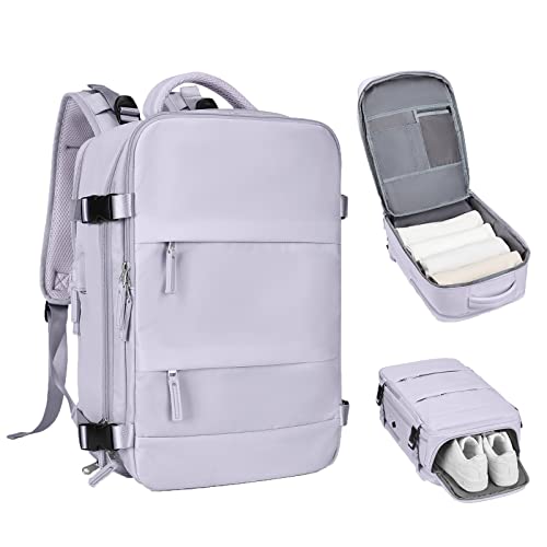 Carry On Backpack Personal Item Travel Backpack For Women Airline/Flight Approved Waterproof Sports Luggage Casual Daypack Small Hiking Backpack Purple