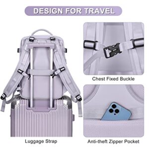 Carry On Backpack Personal Item Travel Backpack For Women Airline/Flight Approved Waterproof Sports Luggage Casual Daypack Small Hiking Backpack Purple