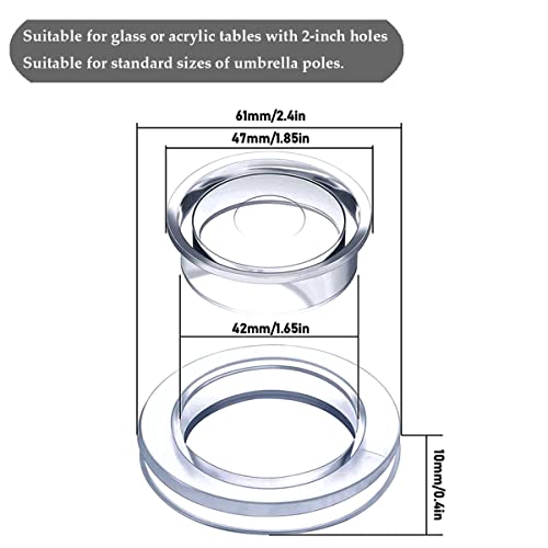 Ehiog Patio Table Umbrella Hole Ring and Cap Set, 2 Inch Silicone Transparent Umbrella Hole Ring Plug and Cap Set for Outdoor Patio Garden Beach Table Umbrella Plug (Brown - 2 Set)
