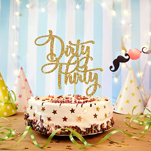 WeBenison Dirty Thirty Cake Topper/Happy 30th Birthday Cake Decor/Boy or Girl 30th Birthday Party Decorations/Gold Glitter