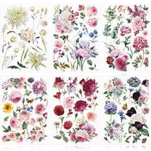 6 sheets spring flowers rub on transfers vintage rose for furniture bird flower rub on decals wood crafts diy arts large transfer 16 x 12 inches(flower style)