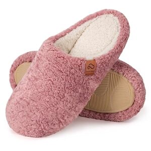 everfoams womens slip on home slippers soft memory foam house slippers for ladies indoor (7-8, pink)
