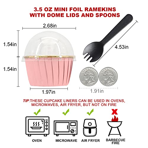 100Pack Mini Cupcake Liners With Dome Lids And 50Pack Foil Baking Cups With Lids