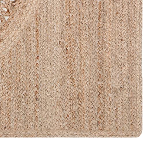 Natural Braided Round Pattern in Center Jute Area Rug and Runner for Living Room/ Office (4x6 Feet/ 120x180 cm)