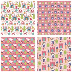 LDGOOAEL Birthday Wrapping Paper for Girls Kids - 4 Style Pink Red Girls Cute Hats house Patterns Gift Wrap for Birthday Summer Back To School - 19.6 inch X 27.5 inch Per Sheet…