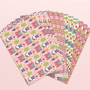 LDGOOAEL Birthday Wrapping Paper for Girls Kids - 4 Style Pink Red Girls Cute Hats house Patterns Gift Wrap for Birthday Summer Back To School - 19.6 inch X 27.5 inch Per Sheet…