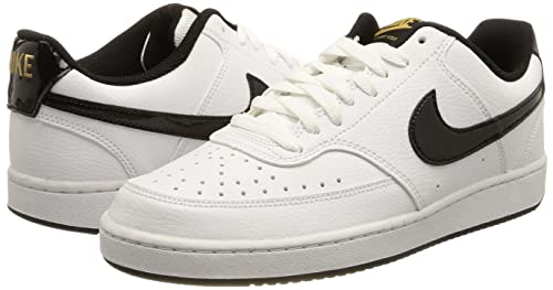 NIKE Men's Sneaker, White Black Metallic Gold, 10.5