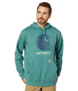 carhartt men's rain defender loose fit midweight c logo graphic sweatshirt, slate green heather, large