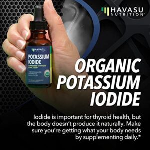 Potassium Iodide Liquid | Vegan Iodine Supplement for Thyroid Support | Organic Iodine Drops | Metabolism Support | 1-Year Supply