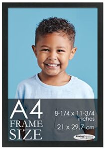 a4 frame black modern minimalist - wooden 8.25x11.75 frame - modern wood a4 picture frame for a4 size artwork or documents - photo frame includes uv acrylic, foam board backing, hardware