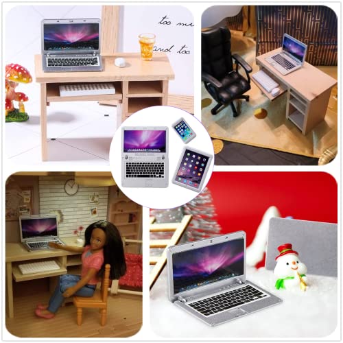 LCXYYY Dollhouse Miniature Laptop Computer Tablet Phone Simulation Accessories, 1:6 Scale Dollhouse Accessories Dolls Play Sets