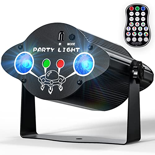 Party Lights Disco Stage DJ Lights - 3-in-1 LED Sound Activated Flash Strobe Projector with Remote Control for Christmas Halloween Decoration Karaoke Pub KTV Bar Dance Gift Birthday Wedding