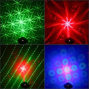 Party Lights Disco Stage DJ Lights - 3-in-1 LED Sound Activated Flash Strobe Projector with Remote Control for Christmas Halloween Decoration Karaoke Pub KTV Bar Dance Gift Birthday Wedding