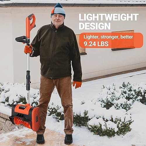 VOLTASK Cordless Snow Shovel, 20V | 10-Inch | 4-Ah Cordless Snow Blower, Battery Snow Blower with Adjustable Front Handle (4-Ah Battery & Quick Charger Included), SS-20C