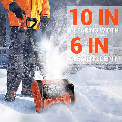 VOLTASK Cordless Snow Shovel, 20V | 10-Inch | 4-Ah Cordless Snow Blower, Battery Snow Blower with Adjustable Front Handle (4-Ah Battery & Quick Charger Included), SS-20C