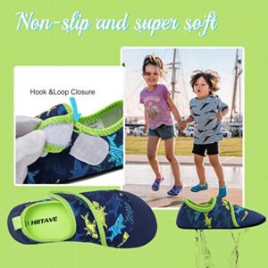 HIITAVE Boys Water Shoes Outdoor Quick Dry Swim Barefoot Beach Aqua Pool Socks for Kids Toddler Blue Green Shark 13.5-1 M US Little Kid