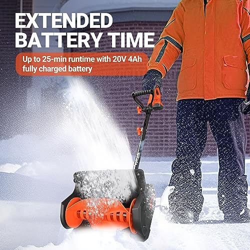 VOLTASK Cordless Snow Shovel, 20V | 12-Inch | 4-Ah Cordless Snow Blower, Battery Snow Blower with Directional Plate & Adjustable Front Handle (4-Ah Battery & Quick Charger Included), SS-20B