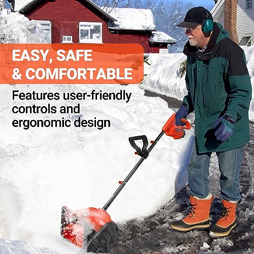 VOLTASK Cordless Snow Shovel, 20V | 12-Inch | 4-Ah Cordless Snow Blower, Battery Snow Blower with Battery Compartment Cover & Adjustable Front Handle (4-Ah Battery & Quick Charger Included), SS-20D