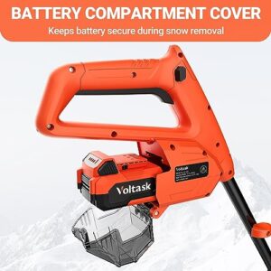 VOLTASK Cordless Snow Shovel, 20V | 12-Inch | 4-Ah Cordless Snow Blower, Battery Snow Blower with Battery Compartment Cover & Adjustable Front Handle (4-Ah Battery & Quick Charger Included), SS-20D