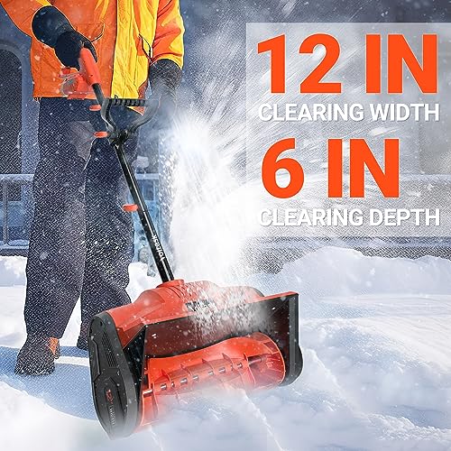 VOLTASK Cordless Snow Shovel, 20V | 12-Inch | 4-Ah Cordless Snow Blower, Battery Snow Blower with Battery Compartment Cover & Adjustable Front Handle (4-Ah Battery & Quick Charger Included), SS-20D